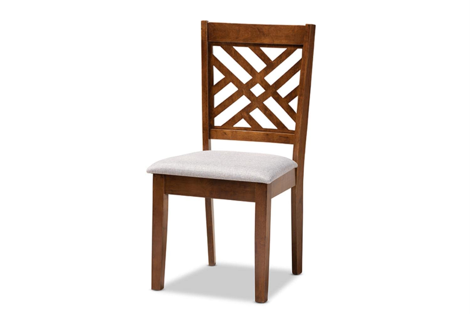 Baxton Studio Edona Modern and Contemporary Grey Fabric Upholstered and Walnut Brown Finished Wood 5-Piece Dining Set