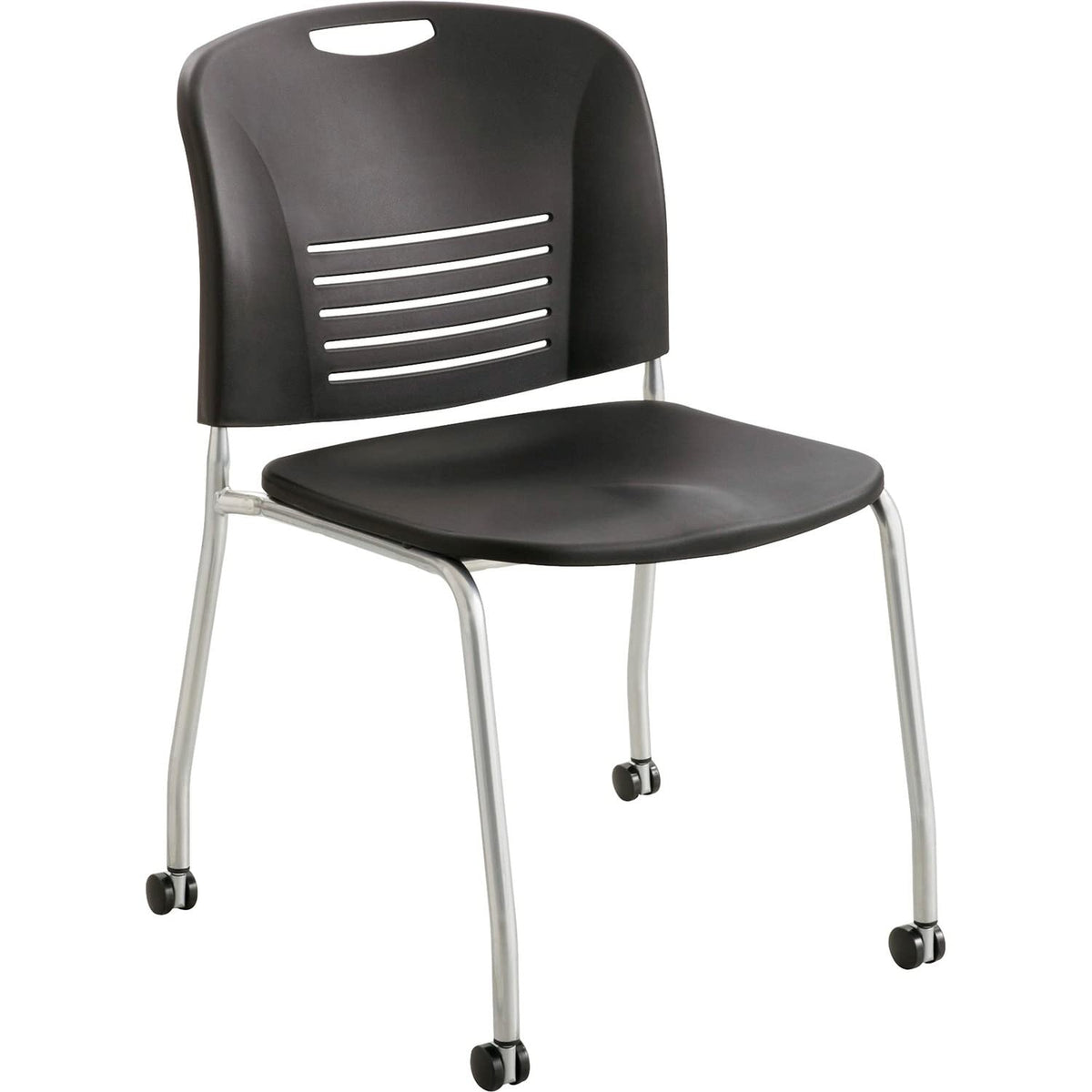 Safco Products 4291BL Vy Straight Leg Stack Chair with Casters, (Qty. 2), Black