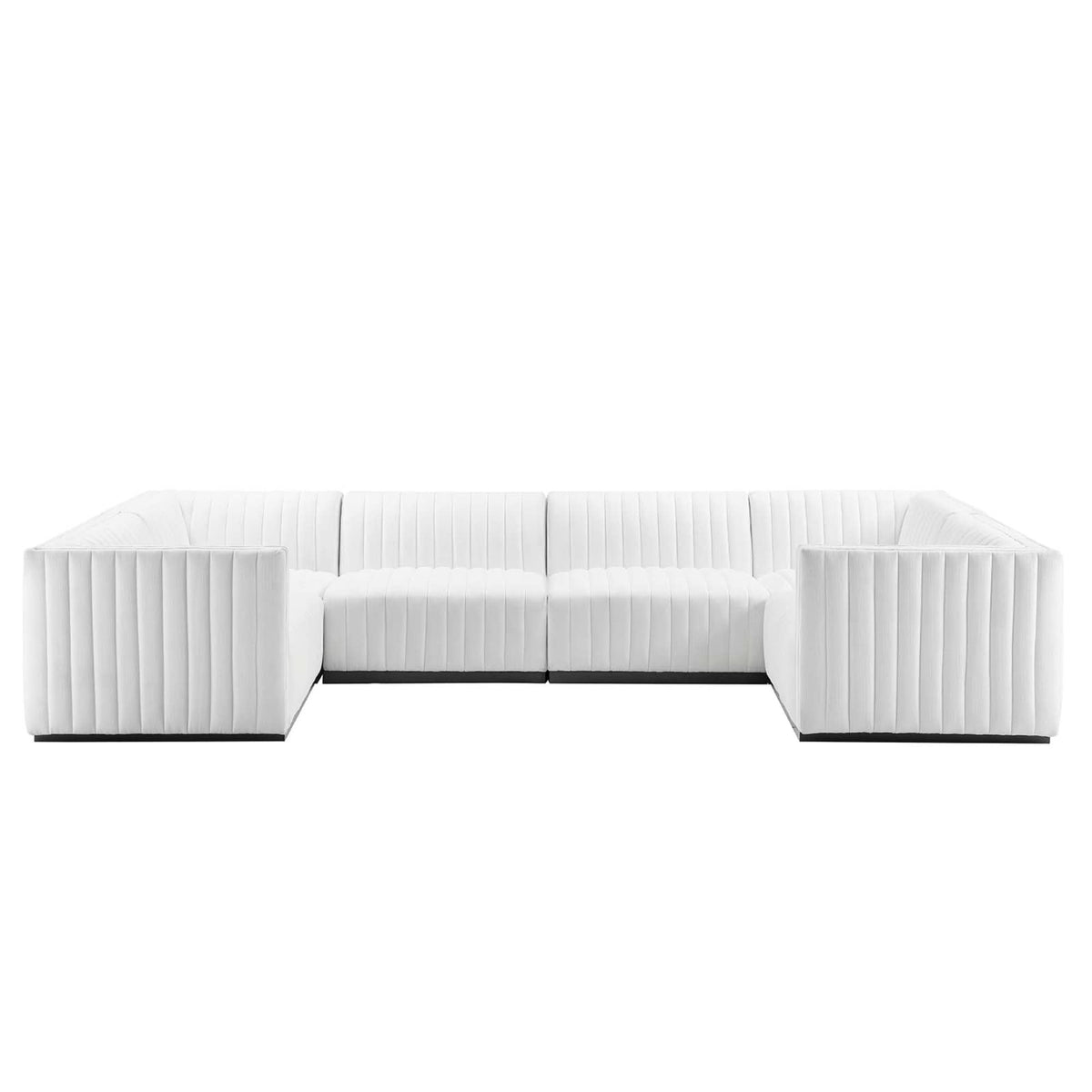 Modway Conjure 6-Piece U-Shaped Channel Tufted Fabric Sectional In Black/White