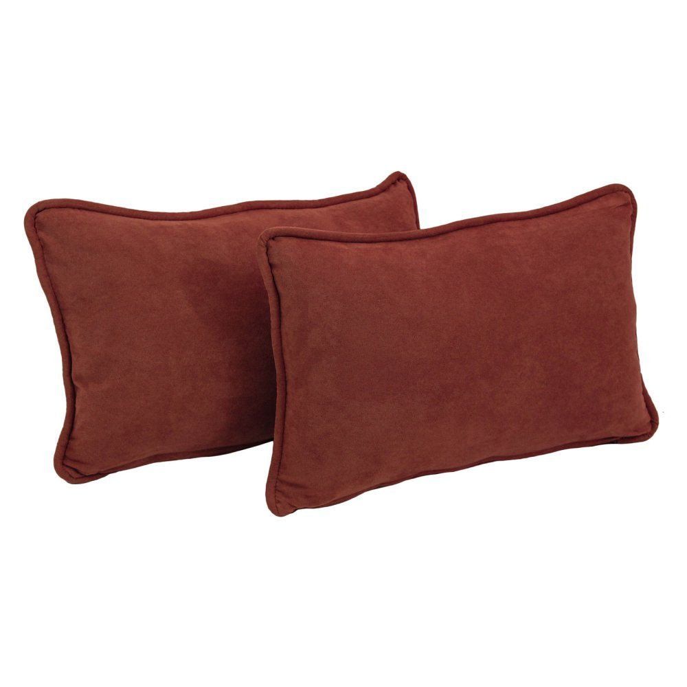 Blazing Needles Corded Solid Microsuede Rectangular Throw Pillows with Inserts (Set of 2), 20&quot; by 12&quot;, Red Wine