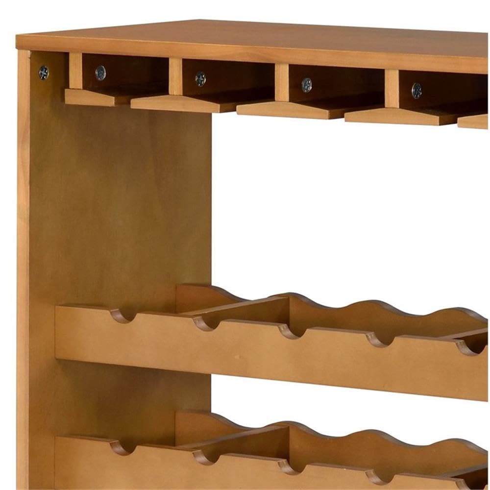 Acme Hanzi Wood 35-Bottle Wine Cabinet With Stemware Rack In Oak