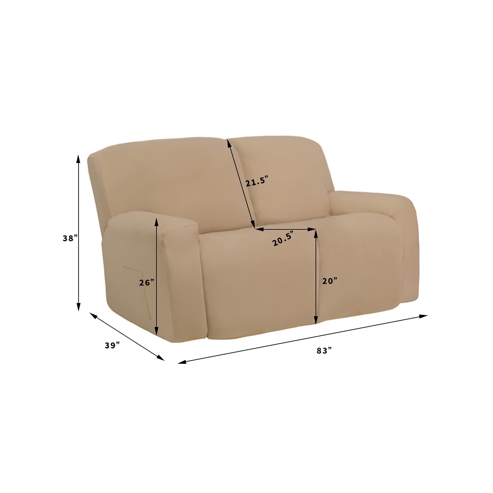 Easy-Going Oversized 6 Pieces Microfiber Stretch Sectional Recliner Loveseat Sofa Slipcover Soft Fitted Fleece 2 Seats Couch Cover Washable Furniture Protector With Elasticity For Kids Pet Taupe