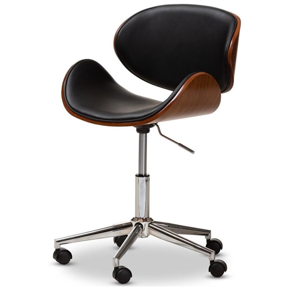 Baxton Studio Ambrosio Modern and Contemporary Black Faux Leather Upholstered Chrome-Finished Metal Adjustable Swivel Office Chair