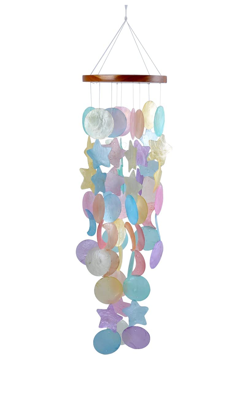 Craftcurl Capiz Shell Wind Chimes - Memorial Wind Chimes With Clear & Melodious Sound -Handmade Sturdy Wood Wind Chimes Provides