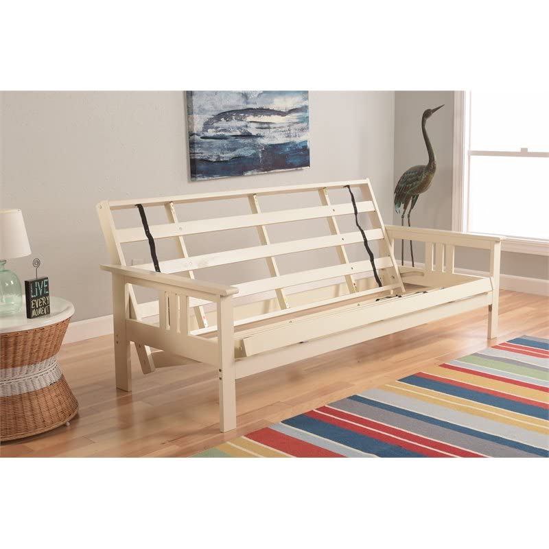 Kodiak Furniture Monterey Antique White Wood Futon with Parma Gray Mattress