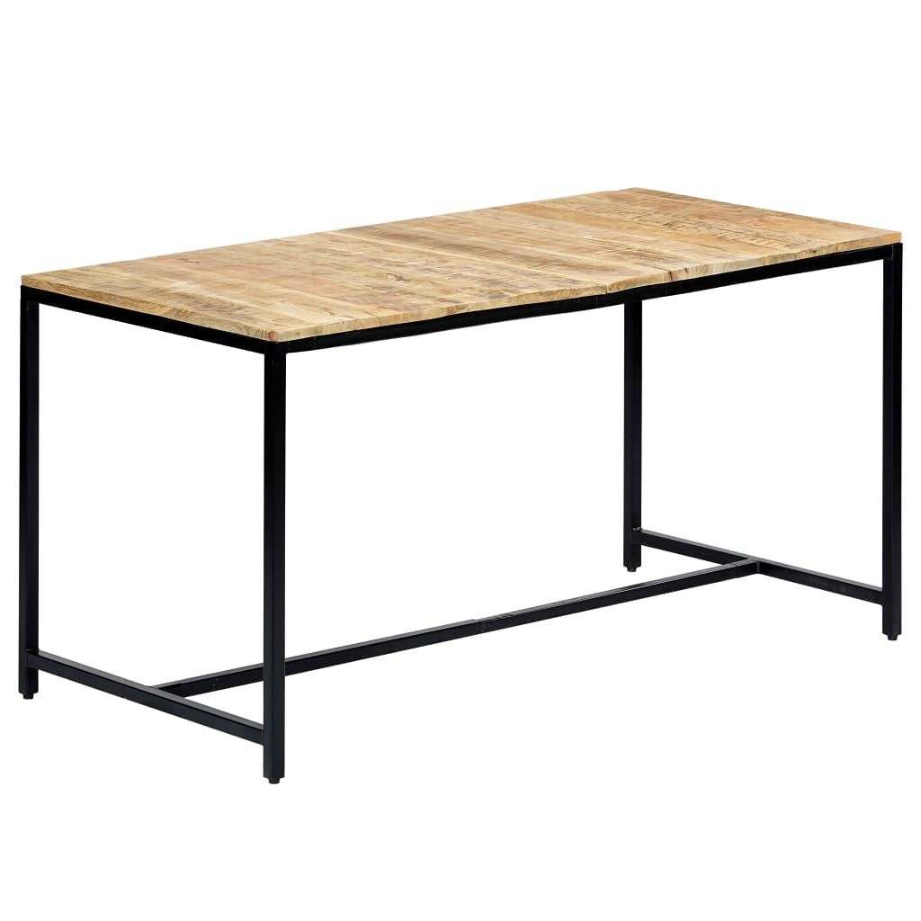vidaXL Dining Table, Industrial Style, Solid Rough Mango Wood Top, Black Powder-Coated Iron Legs, Polished and Lacquered, Easy Maintenance, Rectangular, Brown Wood, 55.1&quot;x27.6&quot;x29.5&quot;
