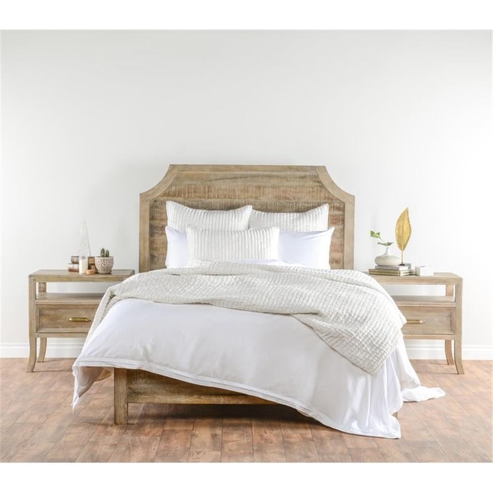 Kosas Home Dimitry 96x108 Rayon Velvet & Cotton Sateen King Quilt in Ivory