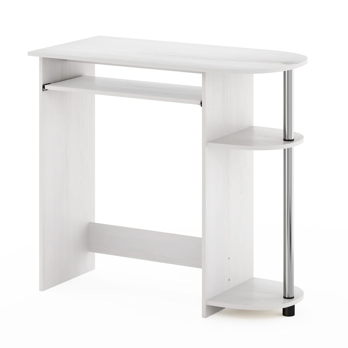 Furinno Simplistic Easy Assembly Computer Desk, with Keyboard Tray, White Oak/Stainless Steel