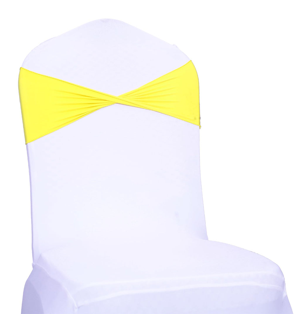 Mds Pack Of 50 Spandex Chair Sashes Bow Sash Elastic Chair Bands Ties Without Buckle For Wedding And Events Decoration Spandex Slider Sashes Bow - Yellow