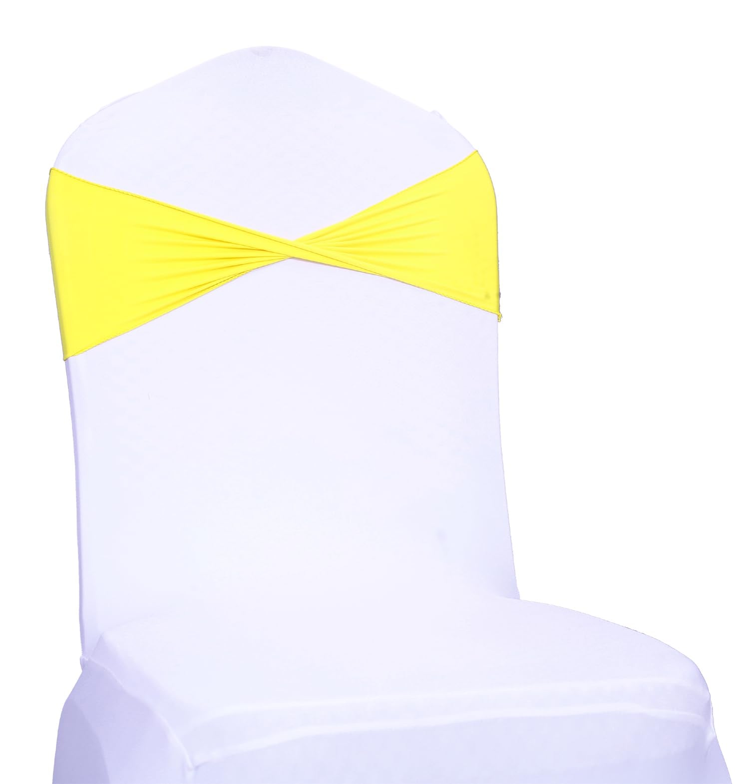 Mds Pack Of 50 Spandex Chair Sashes Bow Sash Elastic Chair Bands Ties Without Buckle For Wedding And Events Decoration Spandex Slider Sashes Bow - Yellow