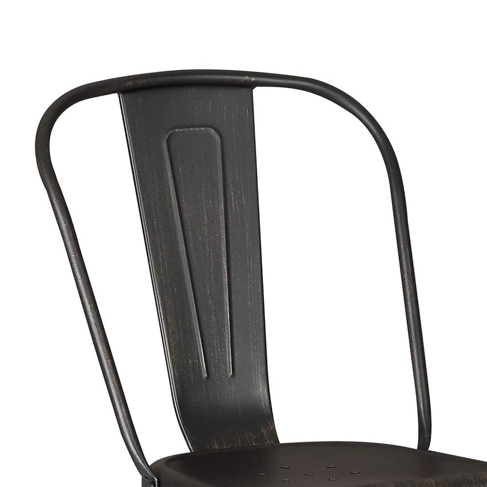 Home Roots Furniture 18' Seat Height Distressed Black Metal Dining Chair - Set of 2
