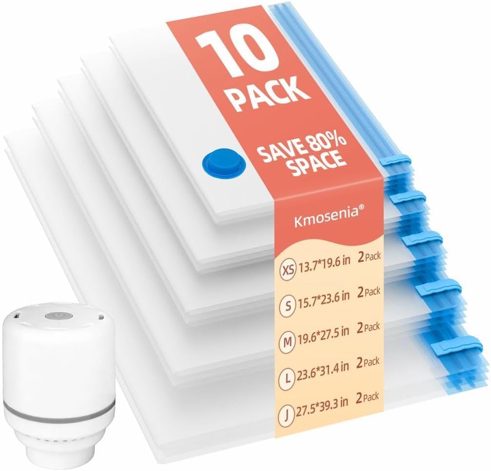 KMOSENIA Vacuum Storage Bag with Electric Pump,10 Pack