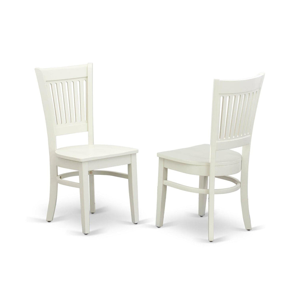 East West Furniture Suva3-Lwh-W 3 Piece Set For Small Spaces Contains A Round Dining Room Table With Dropleaf & Shelves And 2 Wood Seat Chairs, 42X42 Inch, Linen White