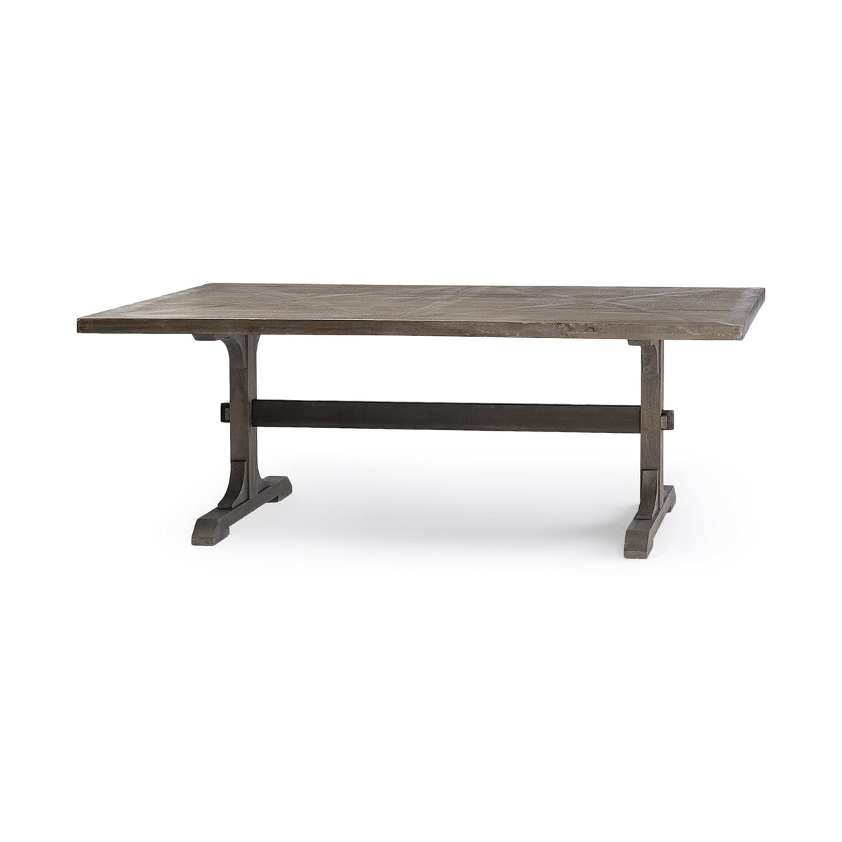 HomeRoots Brown 84x40 Grey Solid Wood Top and Base Dining Table