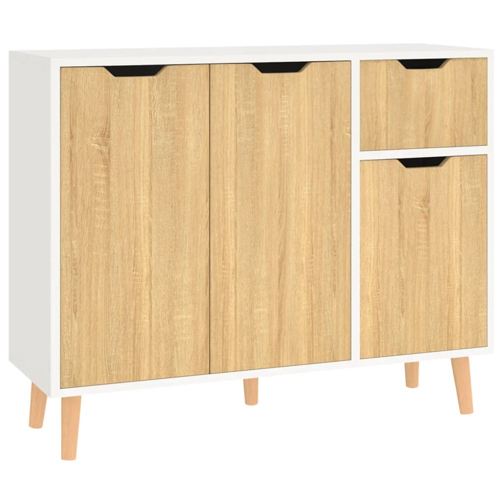 vidaXL Sideboard White and Sonoma Oak 39.4&quot;x11.8&quot;x41.3&quot; Chipboard