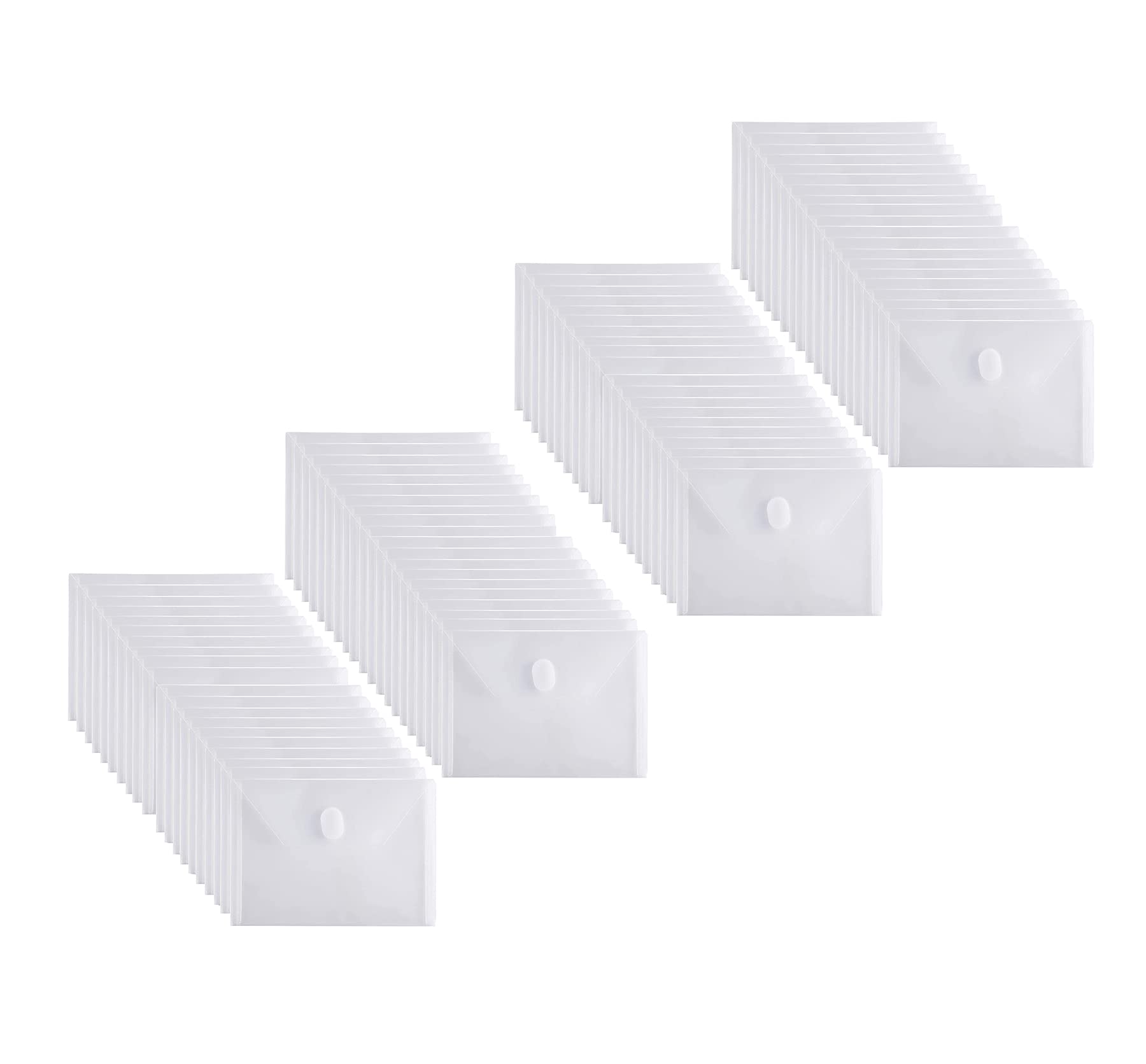 Yessart 5X7 Small Plastic Envelopes Hook Loop Closure Receipt Storage Holder 80 Pack (Clear-80 Pack)