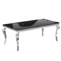 Acme Fabiola Dining Table in Stainless Steel and Black Glass