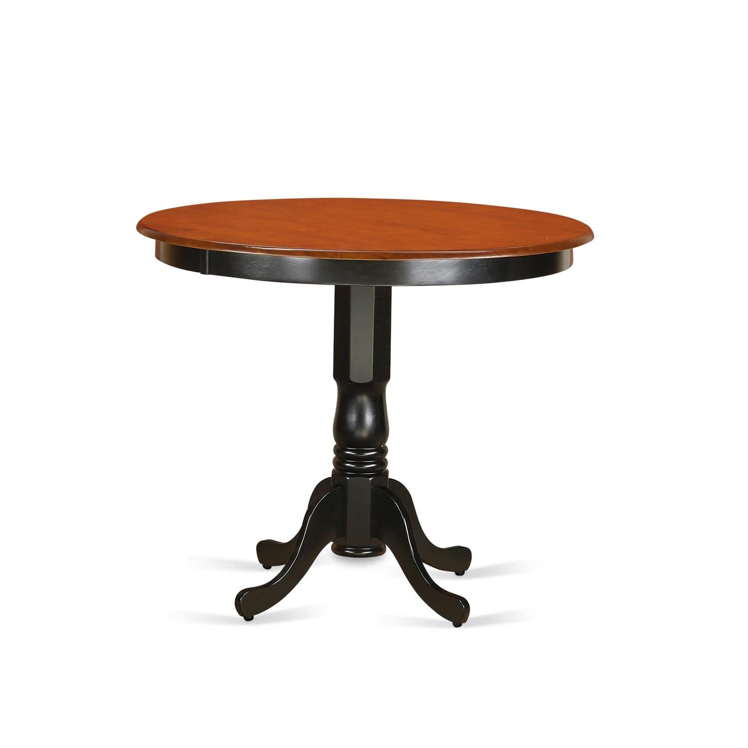 East West Furniture Trenton 5 Piece Counter Height Pub Set Includes a Round Dining Room Table and 4 Kitchen Chairs, 42x42 Inch, Black & Cherry