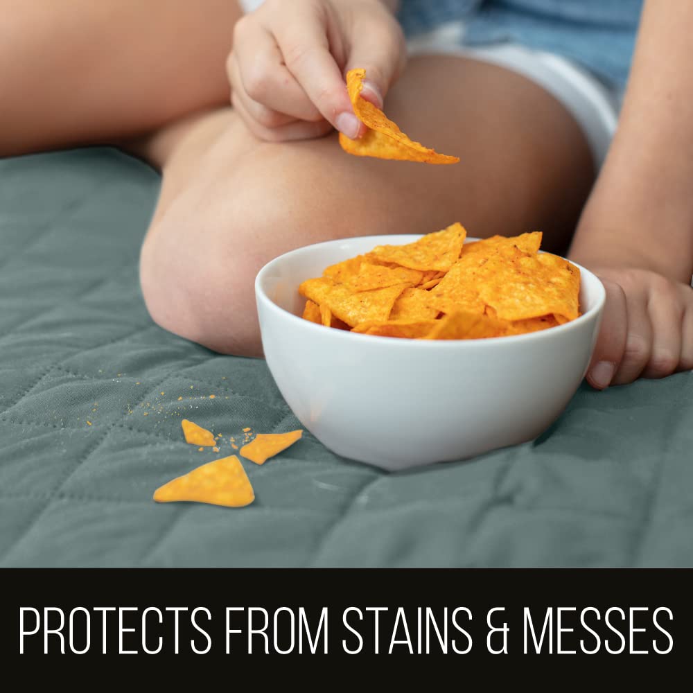 Sofa Shield Patented Recliner Slip Cover, Large Cushion Protector, Reversible Stain And Dog Tear Resistant Slipcover, Quilted Microfiber 28” Seat, Washable Covers For Dogs Pets Kids, Seafoam Cream