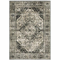 HomeRoots 508976 6 x 9 ft. Black Gray Tan & Ivory Oriental Power Loom Stain Resistant Rectangle Area Rug