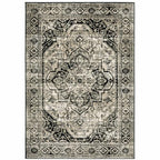 HomeRoots 508976 6 x 9 ft. Black Gray Tan & Ivory Oriental Power Loom Stain Resistant Rectangle Area Rug