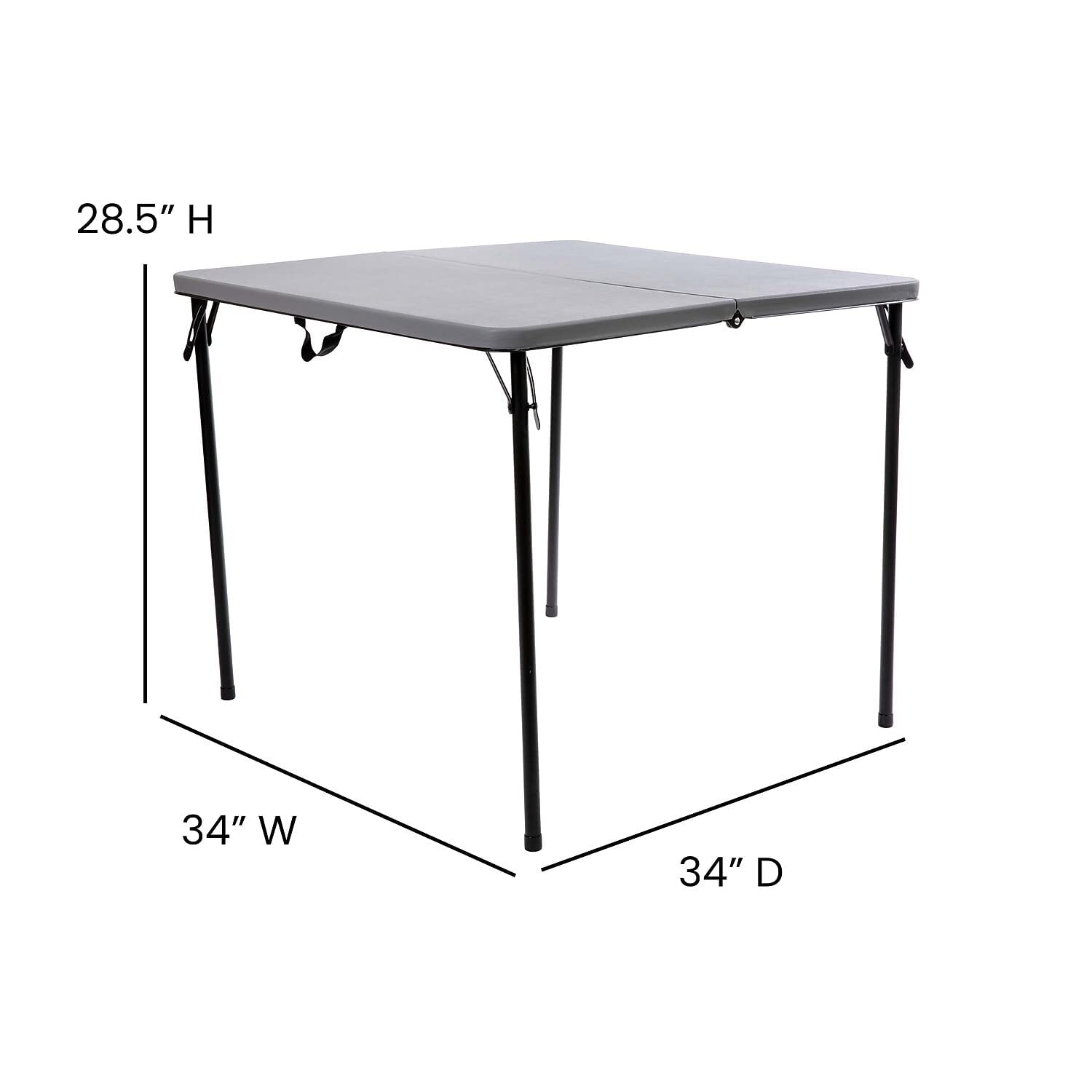 Flash Furniture Dunham 2.83' Square Plastic Folding Event Table with Carrying Handle, Bi-Fold Portable Banquet Table for Indoor/Outdoor Events, Gray