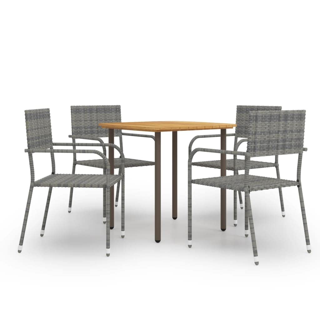 vidaXL 5 Piece Patio Dining Set - Poly Rattan, Weather-Resistant, Sturdy Steel Frame, Anthracite Gray - Ideal for Patio, Deck or Backyard