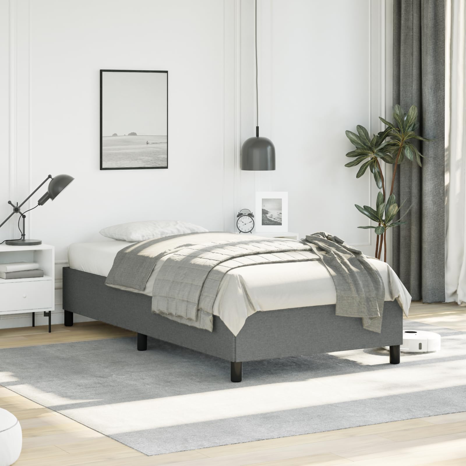 Vidaxl Bed Frame Dark Gray 39.4''X79.9'' Twin Xl Fabric