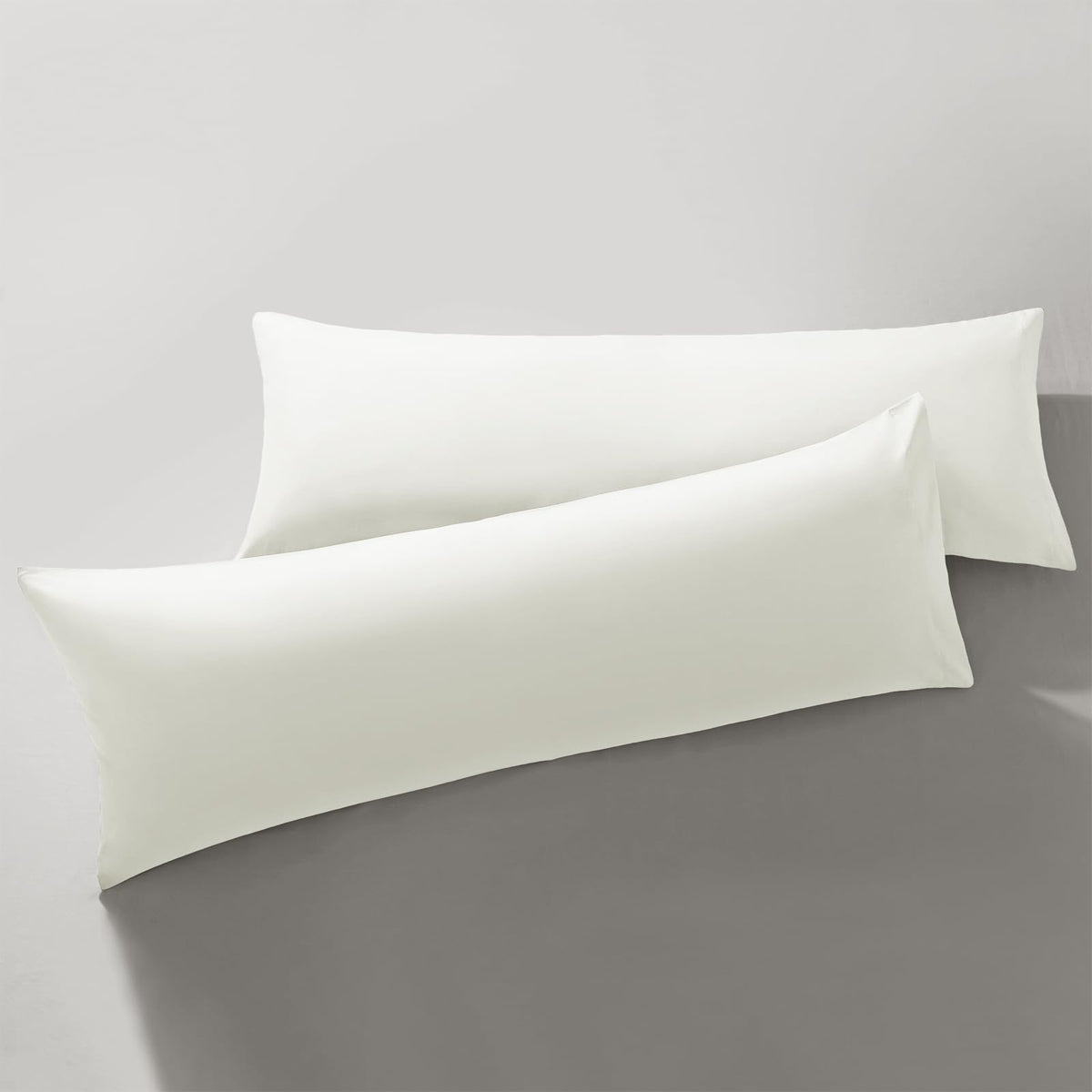 Milvowoc 2Pcs Brushed Microfiber Body Pillowcases - 20 X 55 Inch, White Pillow Case Set Non Slip Envelope Pillow Cover With Mois