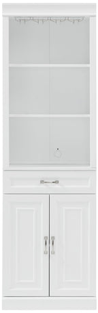 Crosley Furniture Stanton Wine, Liquor, Coffee Bar Cabinet with Storage Shelves and Drawers, White