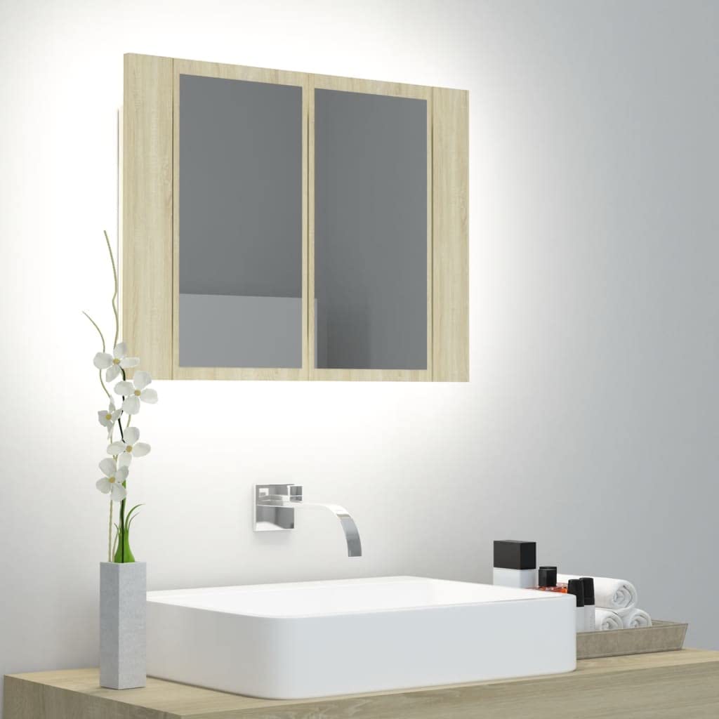 vidaXL LED Bathroom Mirror Cabinet Sonoma Oak 23.6&quot;x4.7&quot;x17.7&quot;