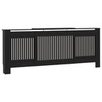 Vidaxl Mdf Radiator Cover - Adjustable Size, Stylish & Durable, Slat Design, Ample Storage Space, Black, Suitable For Any Decor, 55.9"-80.7" X 8.1" X 32.1"