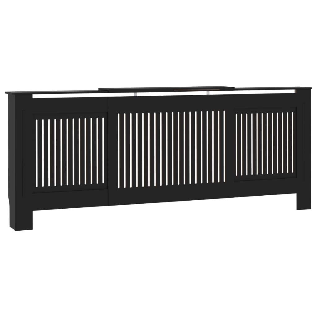 Vidaxl Mdf Radiator Cover - Adjustable Size, Stylish & Durable, Slat Design, Ample Storage Space, Black, Suitable For Any Decor, 55.9"-80.7" X 8.1" X 32.1"