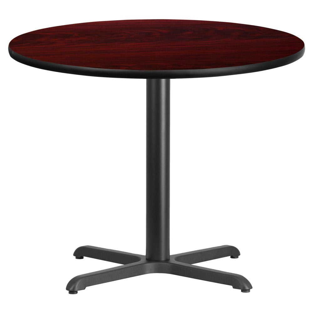 Flash Furniture Graniss 36'' Round Mahogany Laminate Table Top With 30'' X 30'' Table Height Base