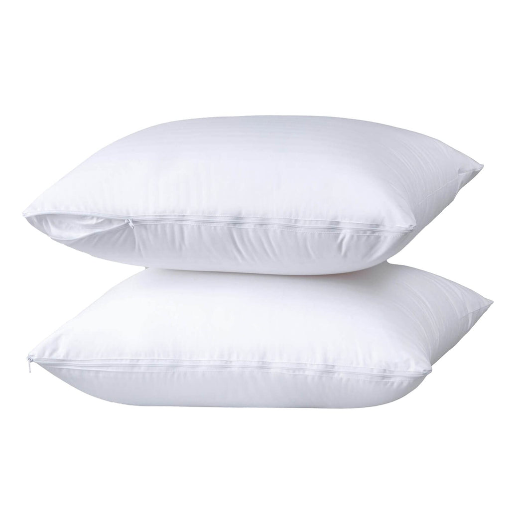 Kingnex 4 Pack Waterproof Feather Proof Pillow Protectors With Zipper On Long Side King Size Set Of 4 Down Proof Striped Bed Pil