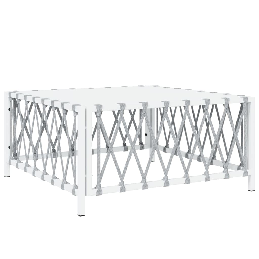 vidaXL 5-Piece Outdoor Lounge Set with Cushions - Modern Patio Furniture in White Steel, Includes Corner Sofa and Table - Easy Assembly, Modular Design