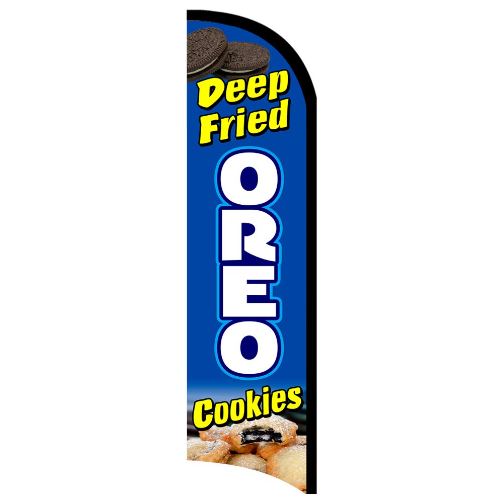 Deep Fried Oreo Cookies Premium Windless Feather Flag, Flag Only (11.5' Tall X 3' Wide)