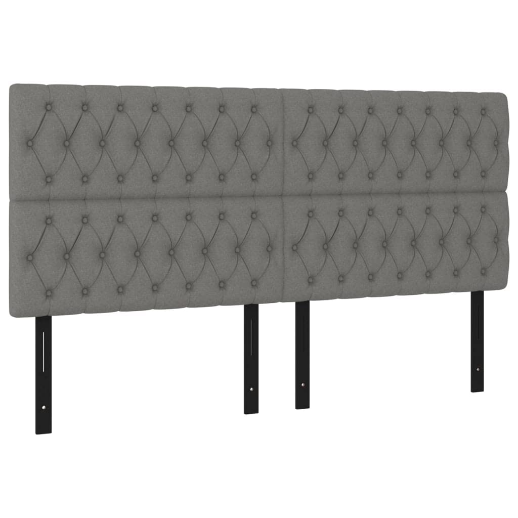 vidaXL Headboard 4 Pcs, Upholstered Headboard for Bed Home, Bed Headboard with Wooden Leg, Bedroom Furniture, Dark Gray 31.5&quot;x2.8&quot;x30.7&quot;/34.6&quot; Fabric