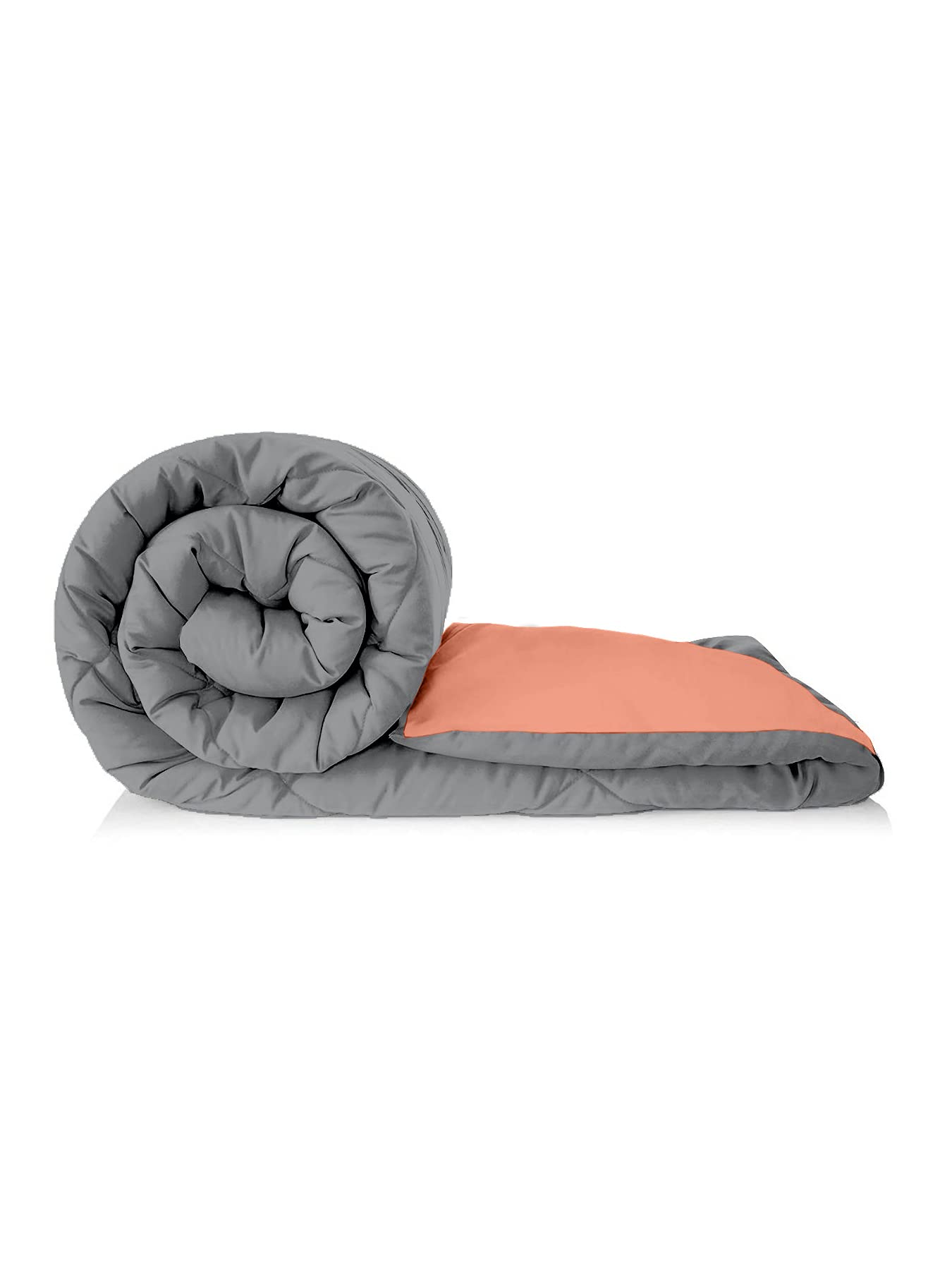 Clasiko Reversible Double Bed King Size Comforter/Duvet For Summers/Ac; Color  Marvelous Maroon & Candy Peach ; Fabric  Micro 