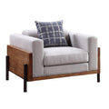 Acme Pelton Fabric Loose Back Chair with 1 Pillow in Walnut