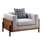 Acme Pelton Fabric Loose Back Chair with 1 Pillow in Walnut