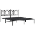 vidaXL Metal Bed Frame with Headboard Black Steel 59.1x78.7 - Double Bed with Storage Space