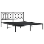 vidaXL Metal Bed Frame with Headboard Black Steel 59.1x78.7 - Double Bed with Storage Space