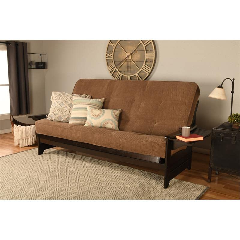 Kodiak Furniture Phoenix Queen-Size Espresso Wood Futon-Mocha Brown Mattress