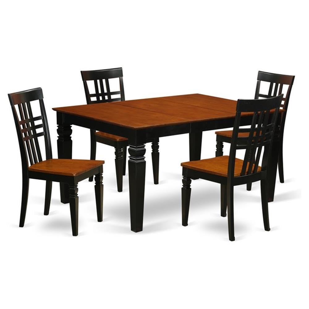 East West Furniture WELG5-BCH-W 5 Piece Dining Set Includes a Rectangle Dining Table with Butterfly Leaf and 4 Kitchen Chairs, 42x60 Inch, Black & Cherry
