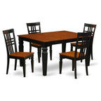 East West Furniture WELG5-BCH-W 5 Piece Dining Set Includes a Rectangle Dining Table with Butterfly Leaf and 4 Kitchen Chairs, 42x60 Inch, Black & Cherry