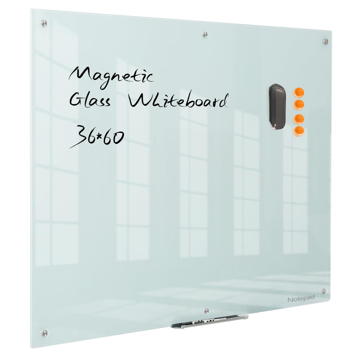 Glass Whiteboard 36 * 60Inches Magnetic Wall Mounted Glass Whiteboard, Large Frameless Glass White Board For Wall Office, Home &
