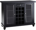 Crosley Furniture Cambridge Sliding Top Bar Cabinet with Storage Shelves, Drawer, and Wine Rack, Black