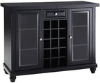 Crosley Furniture Cambridge Sliding Top Bar Cabinet with Storage Shelves, Drawer, and Wine Rack, Black