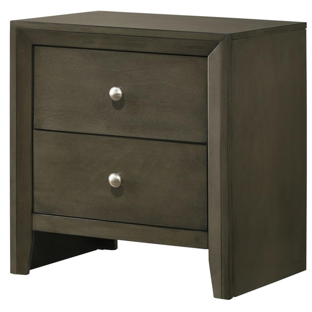 Acme Ilana Wooden Rectangular Nightstand with 2 Drawers in Gray